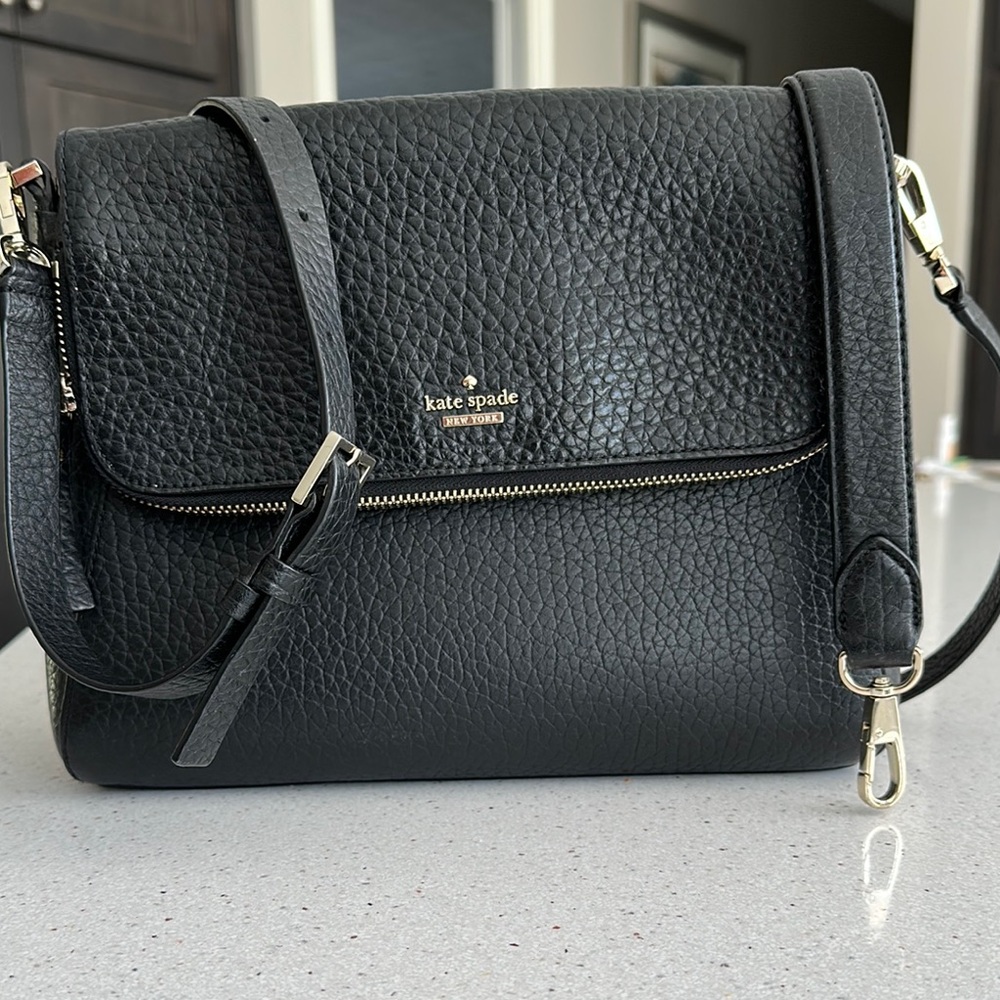 Kate Spade Black Crossbody Bag with Pebbled Leather